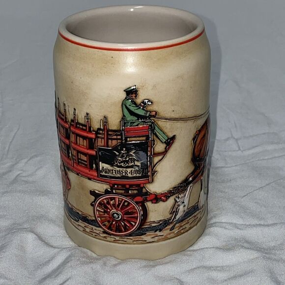 Budweiser Clydesdales Training Hitch Vintage 1991 Anheuser Busch Ceramic Stein - Picture 1 of 8
